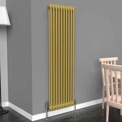 Lux Heat Metallic Gold Vertical 2 Column Traditional Radiator 1500mm (H ...