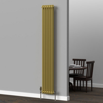 Lux Heat Metallic Gold Vertical 2 Column Traditional Radiator 1800mm (H ...