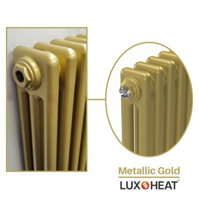 Lux Heat Metallic Gold Vertical 2 Column Traditional Radiator 1800mm (H ...