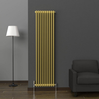 Lux Heat Metallic Gold Vertical 2 Column Traditional Radiator 1800mm (H ...