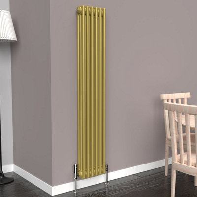 Lux Heat Metallic Gold Vertical 3 Column Traditional Radiator 1500mm (H ...