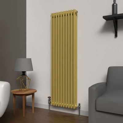 Lux Heat Metallic Gold Vertical 3 Column Traditional Radiator 1500mm (H ...