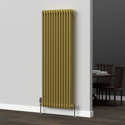 Lux Heat Metallic Gold Vertical 3 Column Traditional Radiator 1500mm (H ...