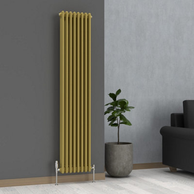 Lux Heat Metallic Gold Vertical 3 Column Traditional Radiator 1800mm (H ...