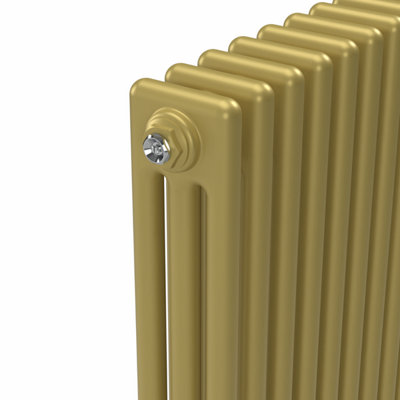 Lux Heat Metallic Gold Vertical 3 Column Traditional Radiator 1800mm (H ...