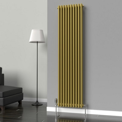 Lux Heat Metallic Gold Vertical 3 Column Traditional Radiator 1800mm (H ...