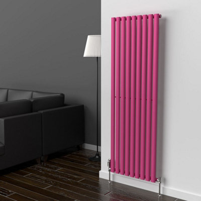 Lux Heat Oval Coloured Vertical Radiator Barbie Pink 1600mm x 540mm ...