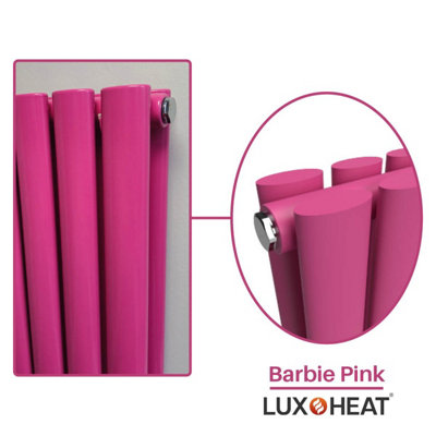 Lux Heat Oval Coloured Vertical Radiator Barbie Pink 1800mm x 420mm ...