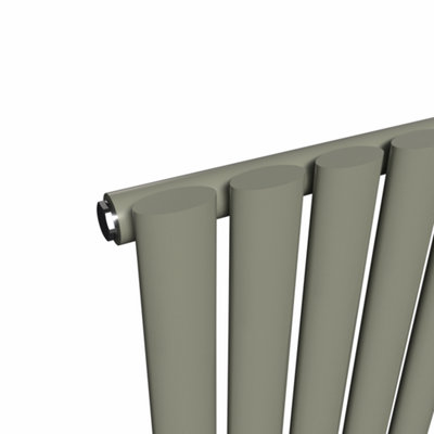 Lux Heat Oval Coloured Vertical Radiator Dark Sage 1600mm x 300mm Single