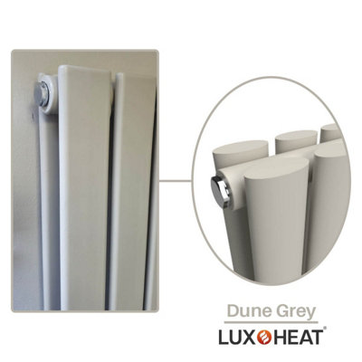 Lux Heat Oval Coloured Vertical Radiator, Dune Grey, 1800 mm x 540 mm ...