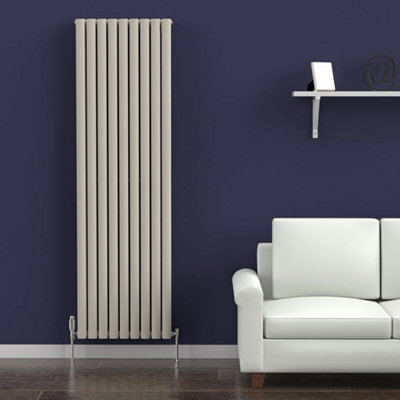 Lux Heat Oval Coloured Vertical Radiator, Dune Grey, 1800 mm x 540 mm ...