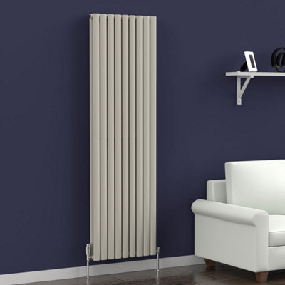 Lux Heat Oval Coloured Vertical Radiator, Dune Grey, 1800 mm x 540 mm ...