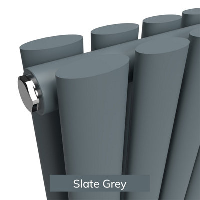 Lux Heat Oval Horizontal Coloured Radiator Slate Grey 600mm x 540mm ...