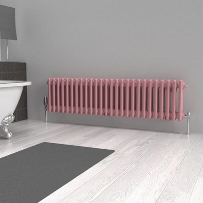 Lux Heat Pastel Pink Horizontal 2 Column Traditional Radiator 300mm (H ...