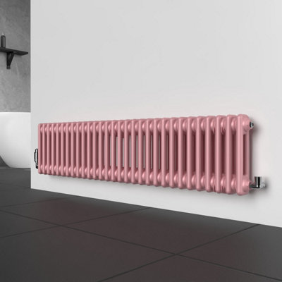 LUX HEAT PASTEL PINK HORIZONTAL 2 COLUMN TRADITIONAL RADIATOR 300MM (H ...