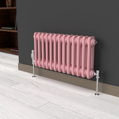 Lux Heat Pastel Pink Horizontal 2 Column Traditional Radiator 300mm (H ...