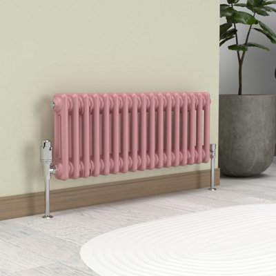 Lux Heat Pastel Pink Horizontal 2 Column Traditional Radiator 300mm (H ...