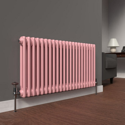 Lux Heat Pastel Pink Horizontal 2 Column Traditional Radiator 500mm (H ...