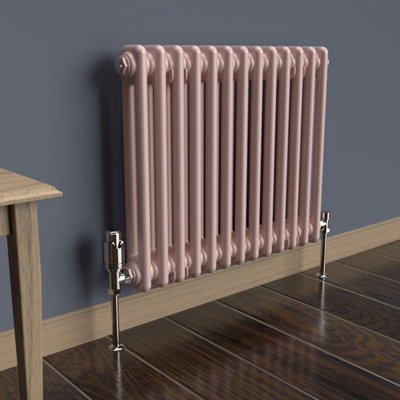 Lux Heat Pastel Pink Horizontal 2 Column Traditional Radiator 500mm (H ...