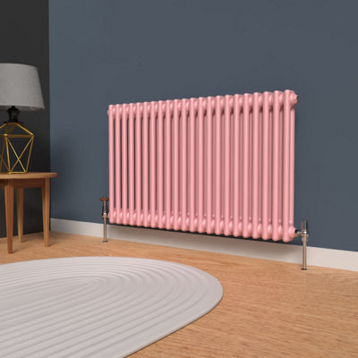 Lux Heat Pastel Pink Horizontal 2 Column Traditional Radiator 600mm (H ...