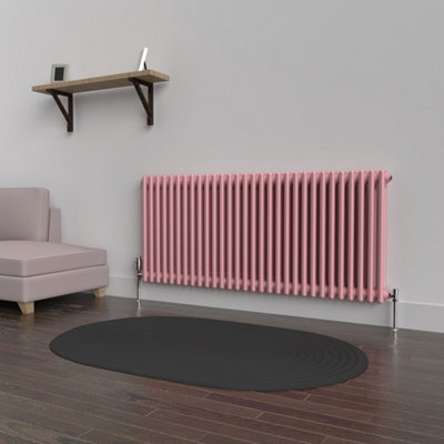 Lux Heat Pastel Pink Horizontal 2 Column Traditional Radiator 600mm (H ...