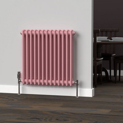 Lux Heat Pastel Pink Horizontal 2 Column Traditional Radiator 600mm (H ...