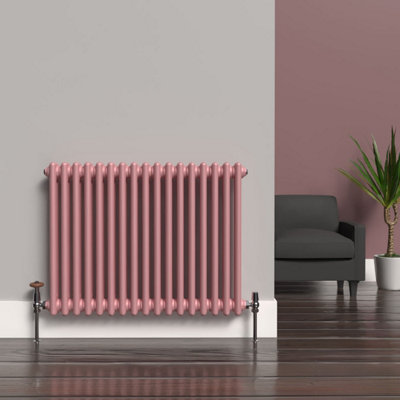 Lux Heat Pastel Pink Horizontal 2 Column Traditional Radiator 600mm (H ...
