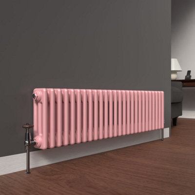 Lux Heat Pastel Pink Horizontal 3 Column Traditional Radiator 300mm (H ...