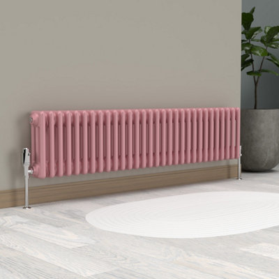 Lux Heat Pastel Pink Horizontal 3 Column Traditional Radiator 300mm (H ...