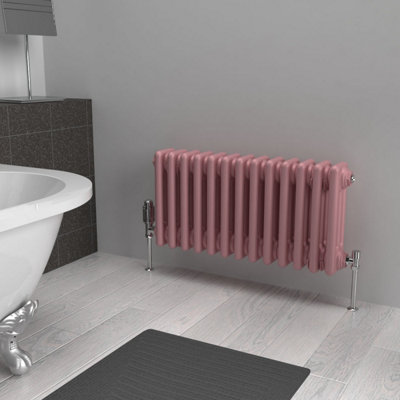Lux Heat Pastel Pink Horizontal 3 Column Traditional Radiator 300mm (H ...