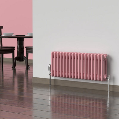 Lux Heat Pastel Pink Horizontal 3 Column Traditional Radiator 300mm (H ...