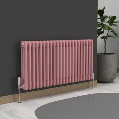 Lux Heat Pastel Pink Horizontal 3 Column Traditional Radiator 500mm (H ...