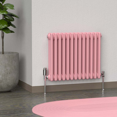 Lux Heat Pastel Pink Horizontal 3 Column Traditional Radiator 500mm (H ...