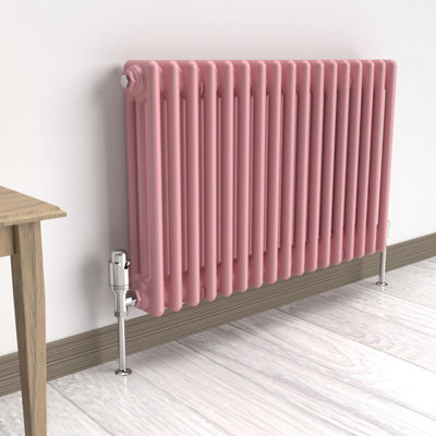 Lux Heat Pastel Pink Horizontal 3 Column Traditional Radiator 500mm (H ...