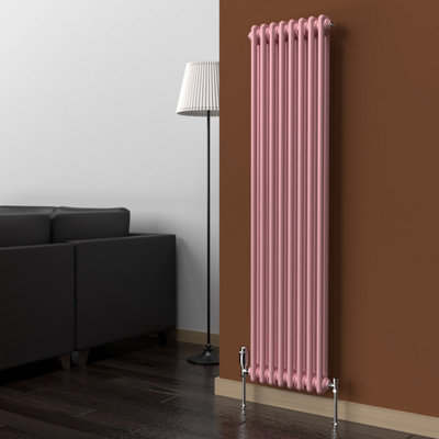 Lux Heat Pastel Pink Vertical 2 Column Traditional Radiator 1500mm (H ...