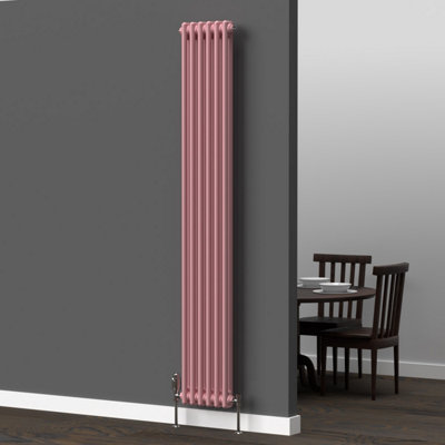 Lux Heat Pastel Pink Vertical 2 Column Traditional Radiator 1800mm (H ...