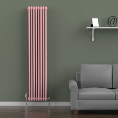 Lux Heat Pastel Pink Vertical 2 Column Traditional Radiator 1800mm (H ...