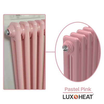 Lux Heat Pastel Pink Vertical 2 Column Traditional Radiator 1800mm (H ...