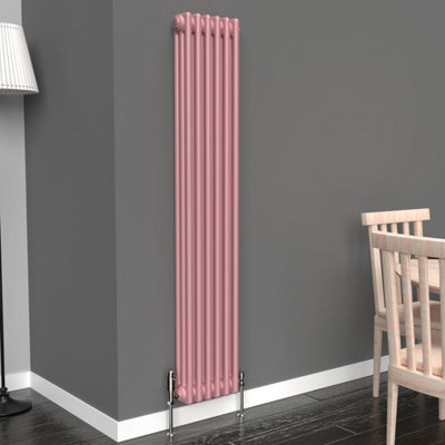 Lux Heat Pastel Pink Vertical 3 Column Traditional Radiator 1500mm (H ...