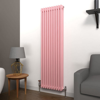 Lux Heat Pastel Pink Vertical 3 Column Traditional Radiator 1500mm (H ...