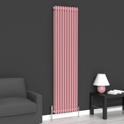 Lux Heat Pastel Pink Vertical 3 Column Traditional Radiator 1800mm (H ...