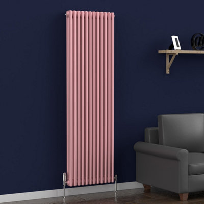 Lux Heat Pastel Pink Vertical 3 Column Traditional Radiator 1800mm (H ...