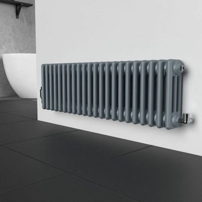 Lux Heat Pebble Grey Horizontal 3 Column Traditional Radiator 300mm (H ...