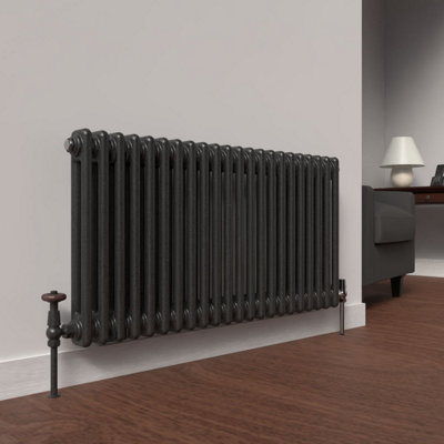 Lux Heat Pewter Horizontal 2 Column Traditional Radiator 500mm (H) x ...
