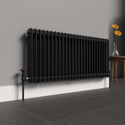 Lux Heat Pewter Horizontal 2 Column Traditional Radiator 500mm (H) x ...