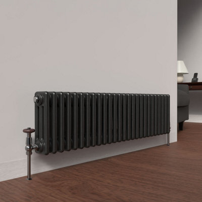 Lux Heat Pewter Horizontal 3 Column Traditional Radiator 300mm (H) x ...