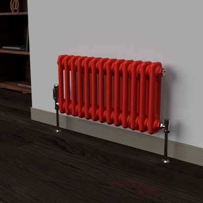 Lux Heat Poppy Red Horizontal 2 Column Traditional Radiator 300mm (H) x ...