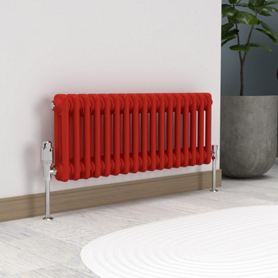 Lux Heat Poppy Red Horizontal 2 Column Traditional Radiator 300mm (H) x ...