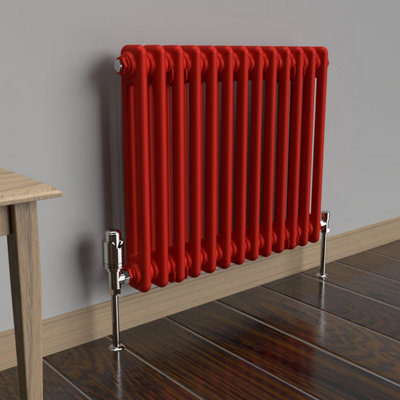 Lux Heat Poppy Red Horizontal 2 Column Traditional Radiator 500mm (H) x ...