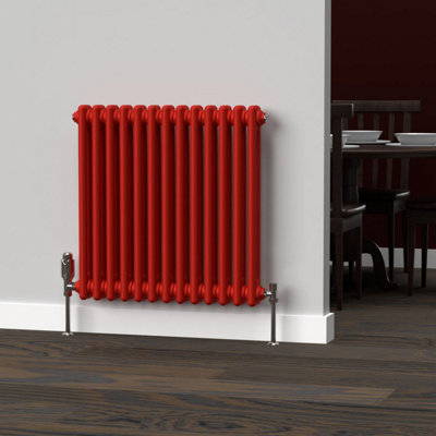 Lux Heat Poppy Red Horizontal 2 Column Traditional Radiator 600mm (H) x ...